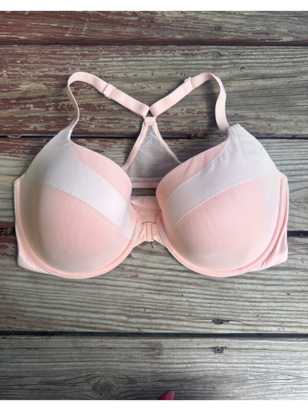 Victoria’s Secret Peach Mesh Perfect Shape Body By Victoria Bra, Size 38DDD